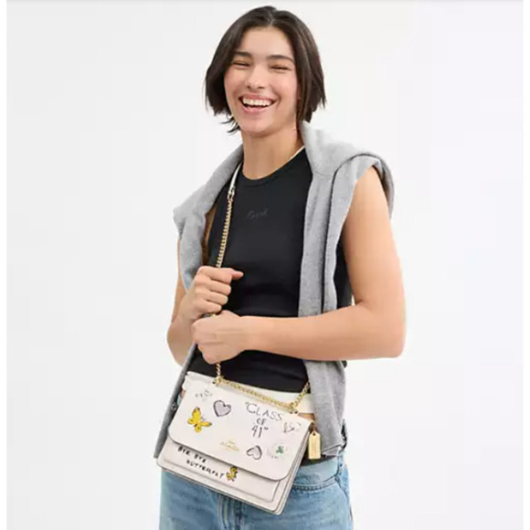 Coach Klare Crossbody Bag With Sketch Print In Chalk Multi Leather CAK15 NWT - Picture 8 of 14